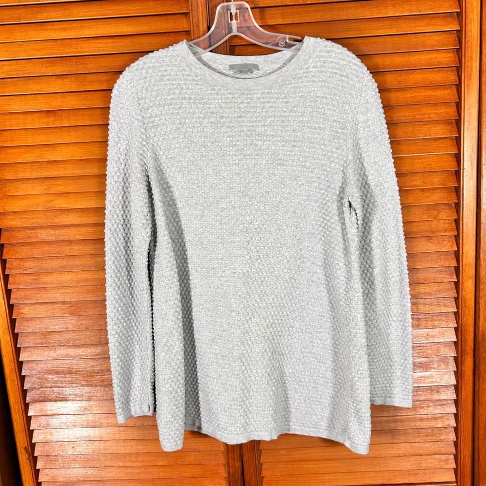 COS Gray Textured Bubble Knit Cotton Long Sleeve Crewneck Sweater Top Womens‎ S